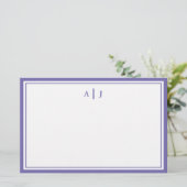 ミニマリストのペリウィンクル縁ど2モノグラム 便箋 (スタンド正面)
