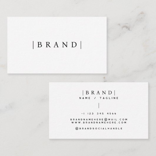 ミニマリストのホワイトアドインのブランド名 コーリングカード (正面/裏面)