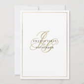 ミニマリストのホワイトゴールドモノグラムイニシャル結婚式 招待状 (裏面)