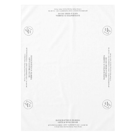 ミニマリストのホワイトビジネスロゴのブランドのクラフトテーブル テーブルクロス (正面)