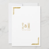 ミニマリストのホワイトラグジュアリー金ゴールド結婚グリッター 招待状 (裏面)