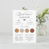 ミニマリストのボウタイ ベストマン ウェディングインフォカード 招待状 (スタンド正面)