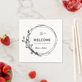 ミニマリストのボヘミアン結婚ワイルドフラワーズ スタンダードカクテルナプキン