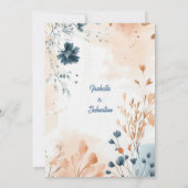 ミニマリストのボヘミアン・ダスティー・ブルーと結婚銅 招待状 (裏面)