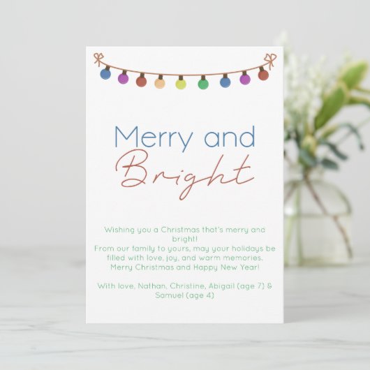 ミニマリストのボホつるレインボーのクリスマスライト シーズンカード (スタンド正面)