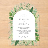 ミニマリストのボホ結婚グリーンリー アクリル招待状 (正面)