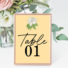 ミニマリストのマグノリア結婚フラワー テーブルナンバー