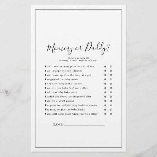 ミニマリストのママまたはダディーゲーム (正面)