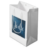 ミニマリストのマリンブルーとホワイト ミディアムペーパーバッグ (正面アングル)