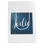 ミニマリストのマリンブルーとホワイト ミディアムペーパーバッグ (裏面)