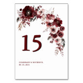 ミニマリストのマルーン・ブルガン結婚ディ氏 テーブルナンバー (裏面)