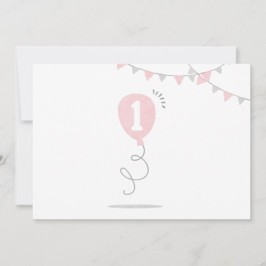 ミニマリストのミルクとクッキーの女の子の最初の誕生日 招待状 (裏面)