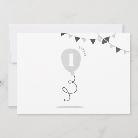 ミニマリストのミルクとクッキーの最初の誕生日 招待状 (裏面)