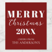 ミニマリストのメリーはっきりしたクリスマス赤と白 ワインラベル (シングルラベル)
