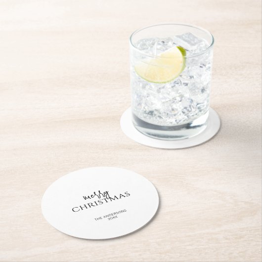 ミニマリストのメリークリスマスホリデー ラウンドペーパーコースター (インサイチュ)