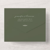 ミニマリストのモス結婚グリーン オールインワン招待状 (裏面)
