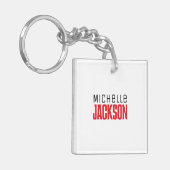 ミニマリストのモダン名前メッセージ キーホルダー (正面左)