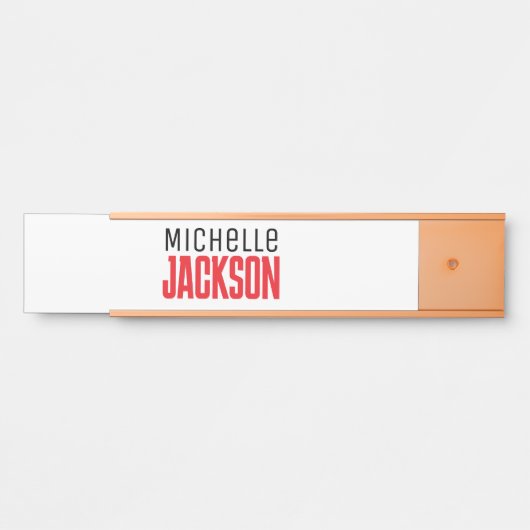 ミニマリストのモダン名前メッセージ サインプレート (正面)