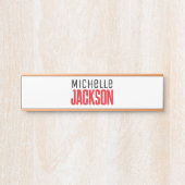 ミニマリストのモダン名前メッセージ サインプレート (正面)