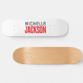 ミニマリストのモダン名前メッセージ スケートボード (横)