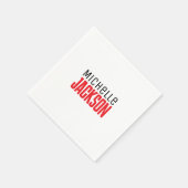 ミニマリストのモダン名前メッセージ スタンダードカクテルナプキン (角)