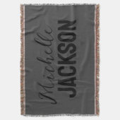 ミニマリストのモダン名前メッセージ スローブランケット (正面縦)