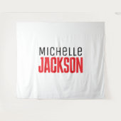 ミニマリストのモダン名前メッセージ タペストリー (正面(横))