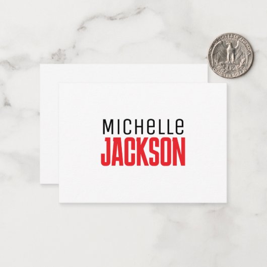 ミニマリストのモダン名前メッセージ ノートカード (正面/裏面インサイチュ)