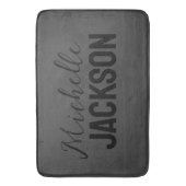 ミニマリストのモダン名前メッセージ バスマット (正面縦)