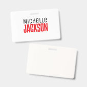 ミニマリストのモダン名前メッセージ バッジ (Front & Back)