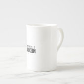 ミニマリストのモダン名前メッセージ ボーンチャイナマグカップ (正面右)