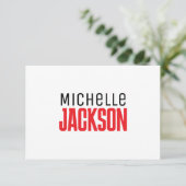 ミニマリストのモダン名前メッセージ 出欠カード (スタンド正面)