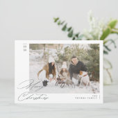 ミニマリストのモダン緑の家族メリークリスマス シーズンカード (スタンド正面)