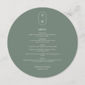 ミニマリストのモノグラムのセージ結婚グリーン メニュー (正面)