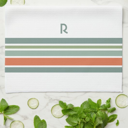 ミニマリストのモノグラムストライプ キッチンタオル (折り畳み)