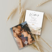 ミニマリストのモノグラム写真の水の結婚色 招待状