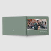ミニマリストのモノグラム結婚セージ緑の写真 ゲストブック (全面)