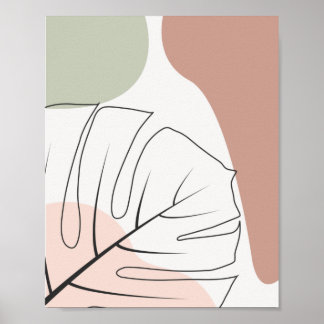 ミニマリストのモンステラのラインアート ポスター