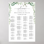 ミニマリストのユーカリのアルファベットの座席表 ポスター (正面)