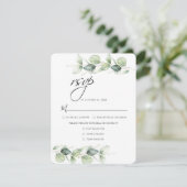 ミニマリストのユーカリの葉植物性結婚植物 出欠カード (スタンド正面)