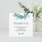 ミニマリストのユーカリグリーンの花束 ブライダルシャワー サンキューカード (スタンド正面)