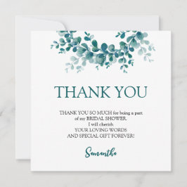 ミニマリストのユーカリグリーンの花束 ブライダルシャワー サンキューカード