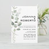 ミニマリストのユーカリフォーマルスの結婚葉 招待状 (スタンド正面)
