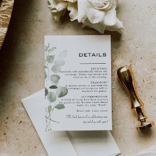 ミニマリストのユーカリ結婚プスの葉の詳細 エンクロージャーカード
