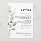 ミニマリストのユーカリ結婚プスの葉の詳細 エンクロージャーカード (正面)