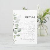 ミニマリストのユーカリ結婚プスの葉の詳細 エンクロージャーカード (スタンド正面)