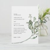 ミニマリストのユーカリ結婚ー緑 招待状 (スタンド正面)