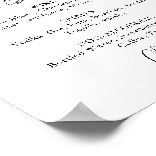 ミニマリストのユーカリ結婚式ドリンクメニューサイン ポスター (角)