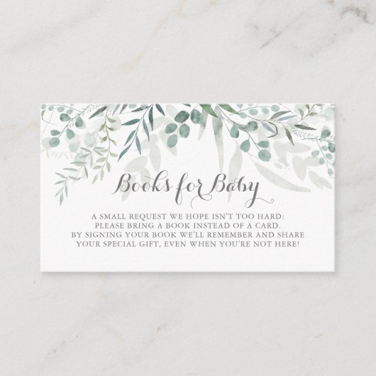 ミニマリストのユーカリ赤ちゃんシャワー予約リクエスト エンクロージャーカード (正面)