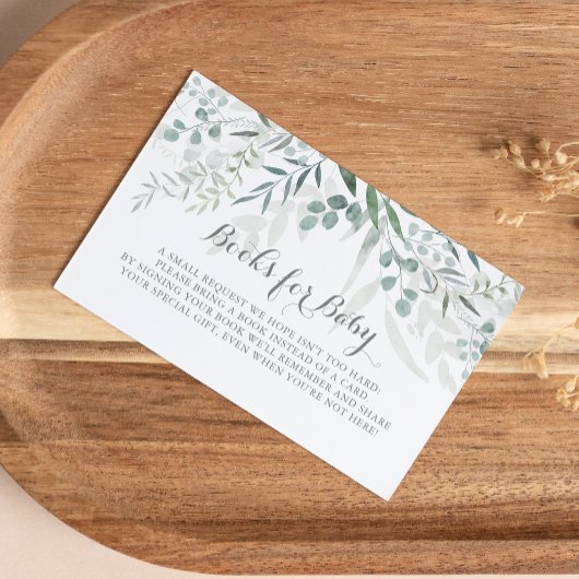 ミニマリストのユーカリ赤ちゃんシャワー予約リクエスト エンクロージャーカード